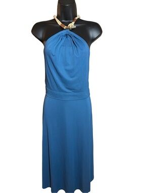 Ralph Lauren Black Label Blue Halter Neck Dress with Nautical Rope Detail